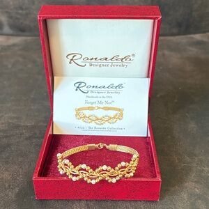 Ronaldo Designer Jewelry “Forget Me Not” Bracelet Gold, Box Included